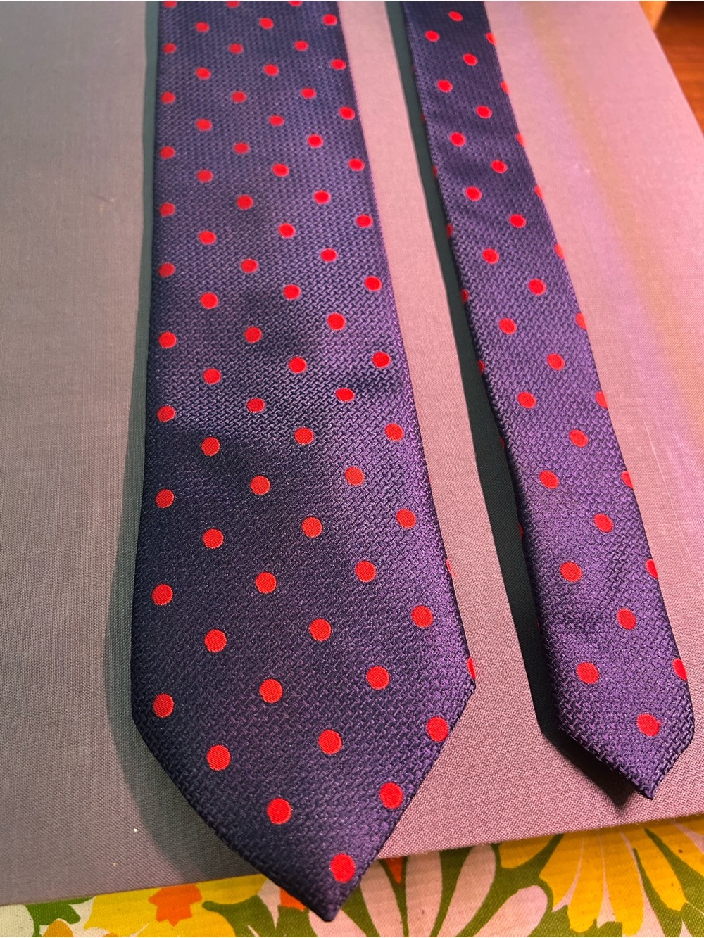 Izod Navy Tie with Red Polka Dots